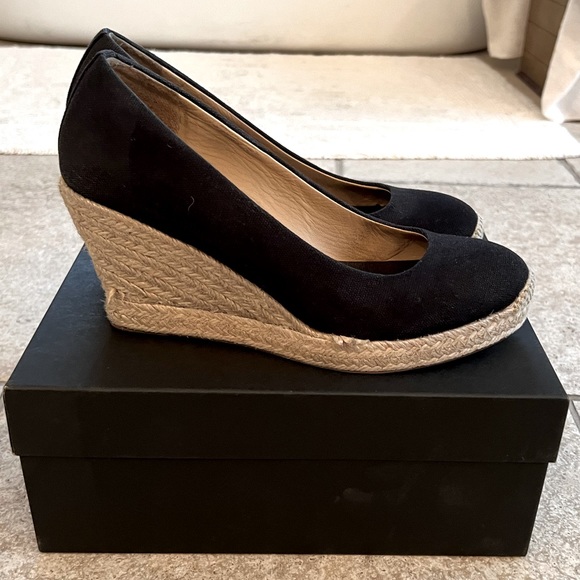 J Crew Espadrille Wedges in Canvas.  Black Size 8 - Picture 1 of 7